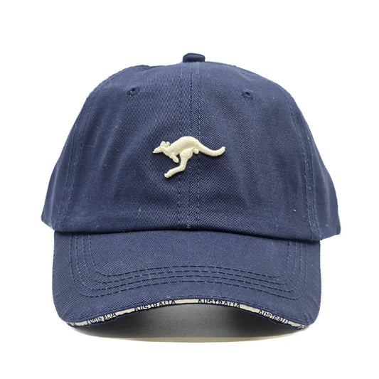 Navy Embroidered Kangaroo Baseball Cap - Allanson Souvenirs