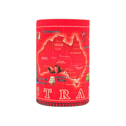 Red Australia Map Stubby Holder - Allanson Souvenirs