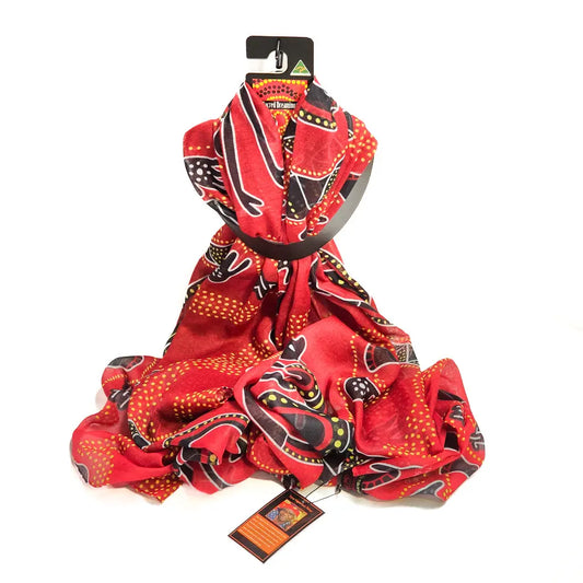 Red Kangaroo Aboriginal Scarf - Allanson Souvenirs