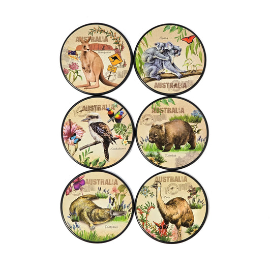 Round Australian Wildlife Coaster Set Allanson Souvenirs