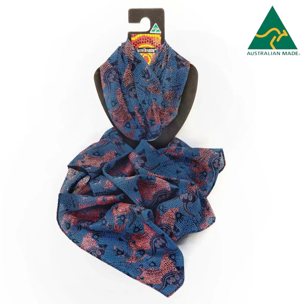 Red/Royal Blue Aboriginal Designed Scarf - Allanson Souvenirs