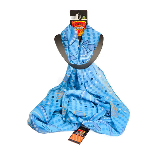 Sky Blue Kangaroo Aboriginal Scarf - Allanson Souvenirs