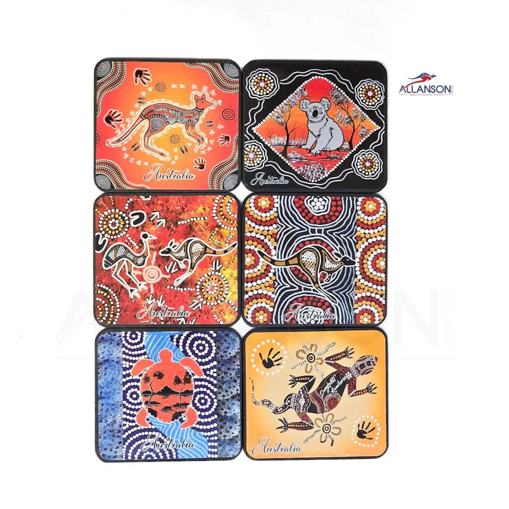 Square Aboriginal Animal Coaster Set - Allanson Souvenirs