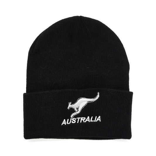 White Kangaroo Black Beanie - Allanson Souvenirs