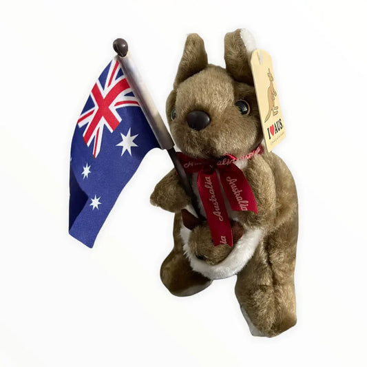 17cm Plush Kangaroo with Flag Soft Toy Allanson Souvenirs