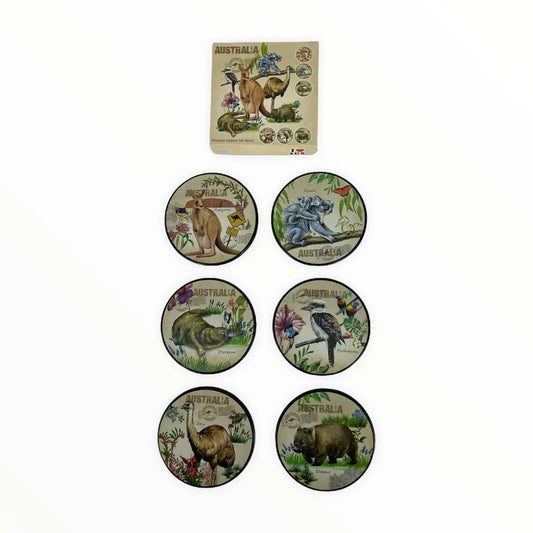 6pce Australia Animal Coaster Set Allanson Souvenirs