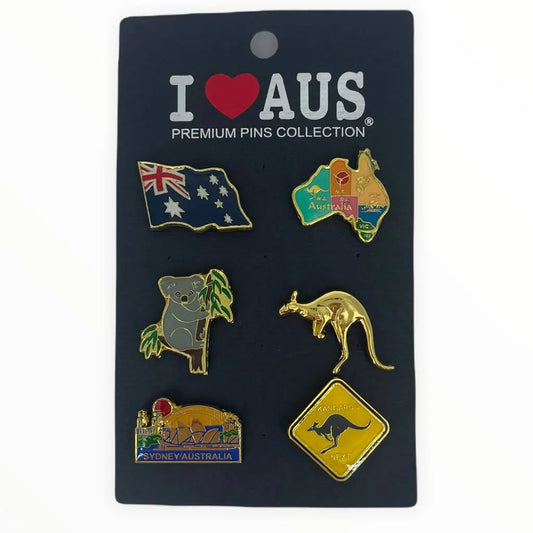 Assorted 6 Pack of Australian Souvenir Pins Allanson Souvenirs