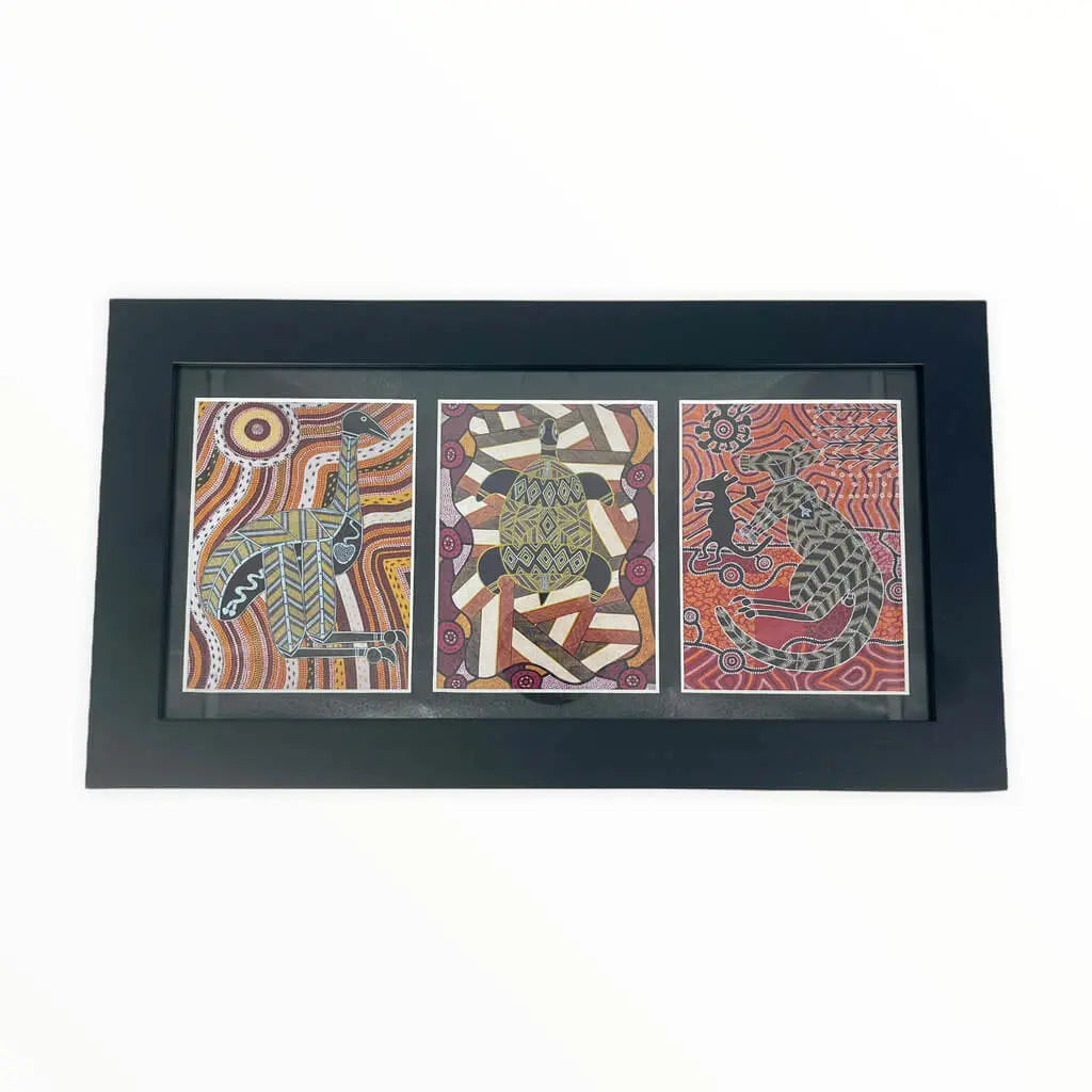 Australia Made - Murra Wolka Framed Triple Prints Allanson Souvenirs