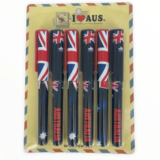 Australian Flag Pen 6 Pack Allanson Souvenirs