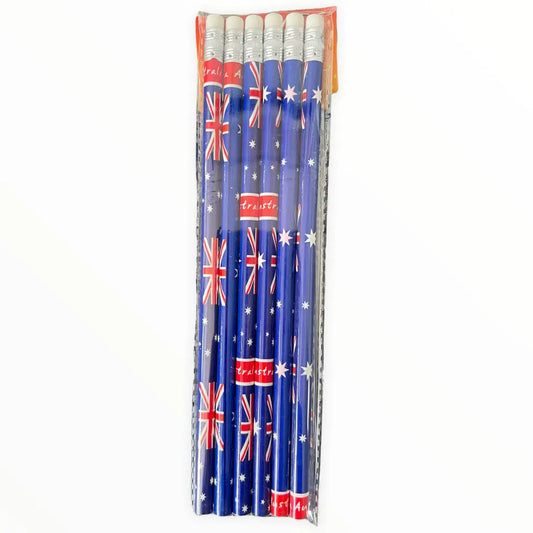 Australian Flag Pencils 6 Pack Allanson Souvenirs