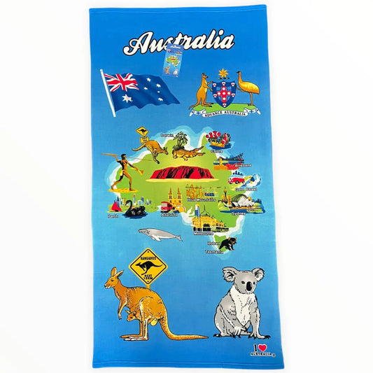 Australian Map Beach Towel Allanson Souvenirs
