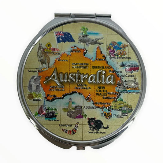Australian Map Compact Mirror Allanson Souvenirs