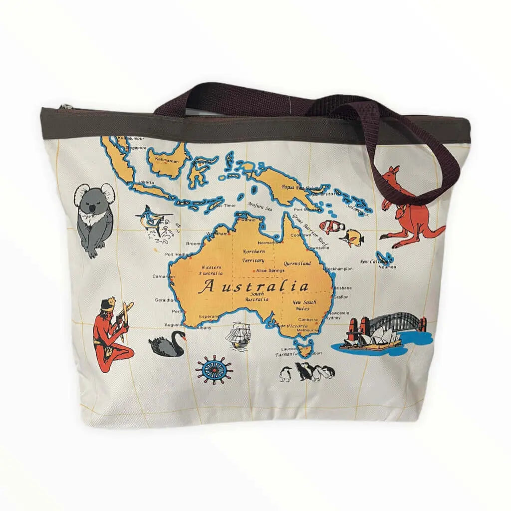 Cream Map of Australia Shopping Bag Allanson Souvenirs