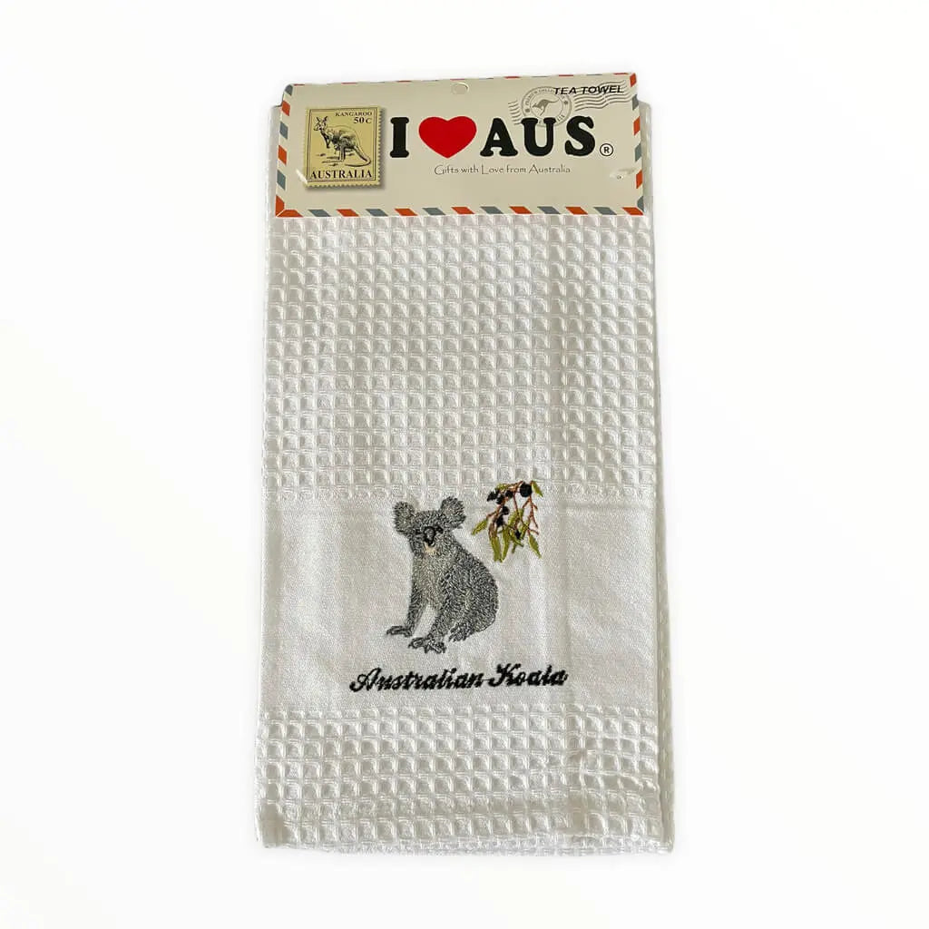 Embroidered Waffle Koala Tea Towel Allanson Souvenirs