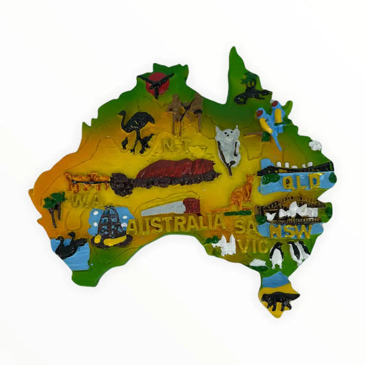 Green Australian Map Magnet Allanson Souvenirs