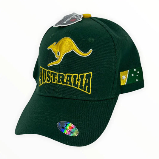 Green and Gold Kangaroo Cap Allanson Souvenirs