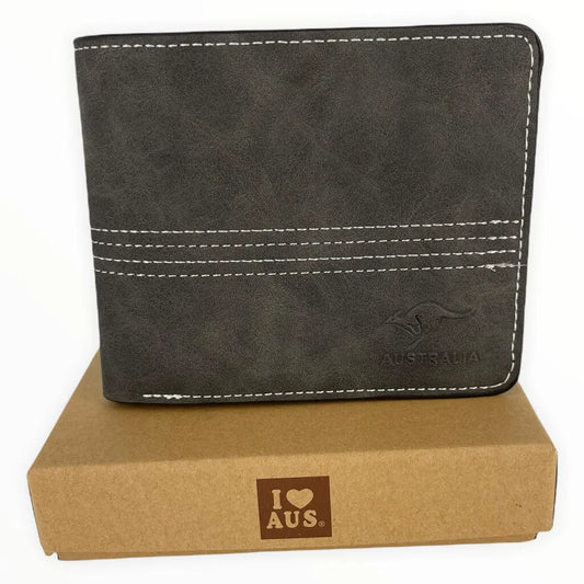 Grey Mens Wallet with Embossed Kangaroo Allanson Souvenirs