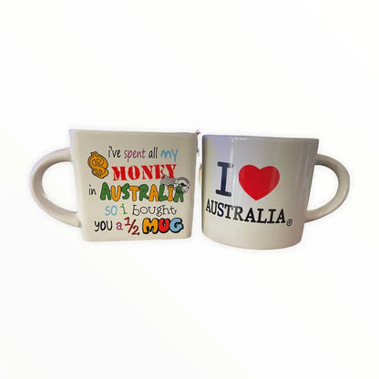 Half Coffee Mug - I Love Australia Allanson Souvenirs