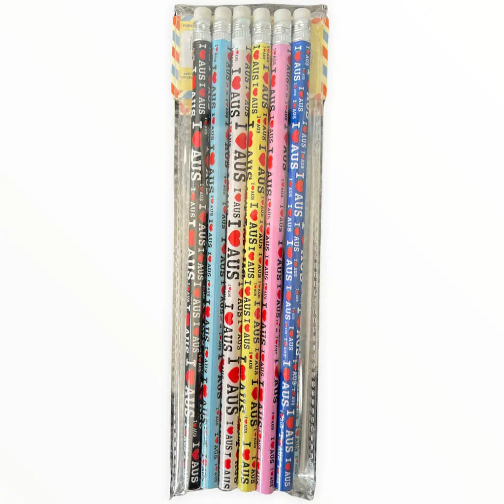 I Love AUS Pencils 6 pack Allanson Souvenirs