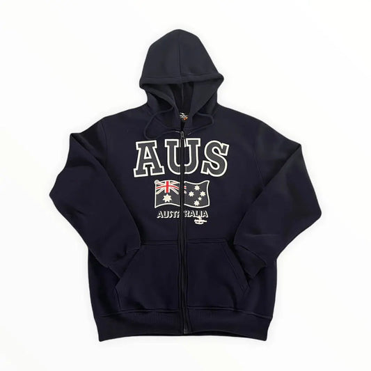 Navy Australian Souvenir Zipped Hoodie -Allanson Souvenirs
