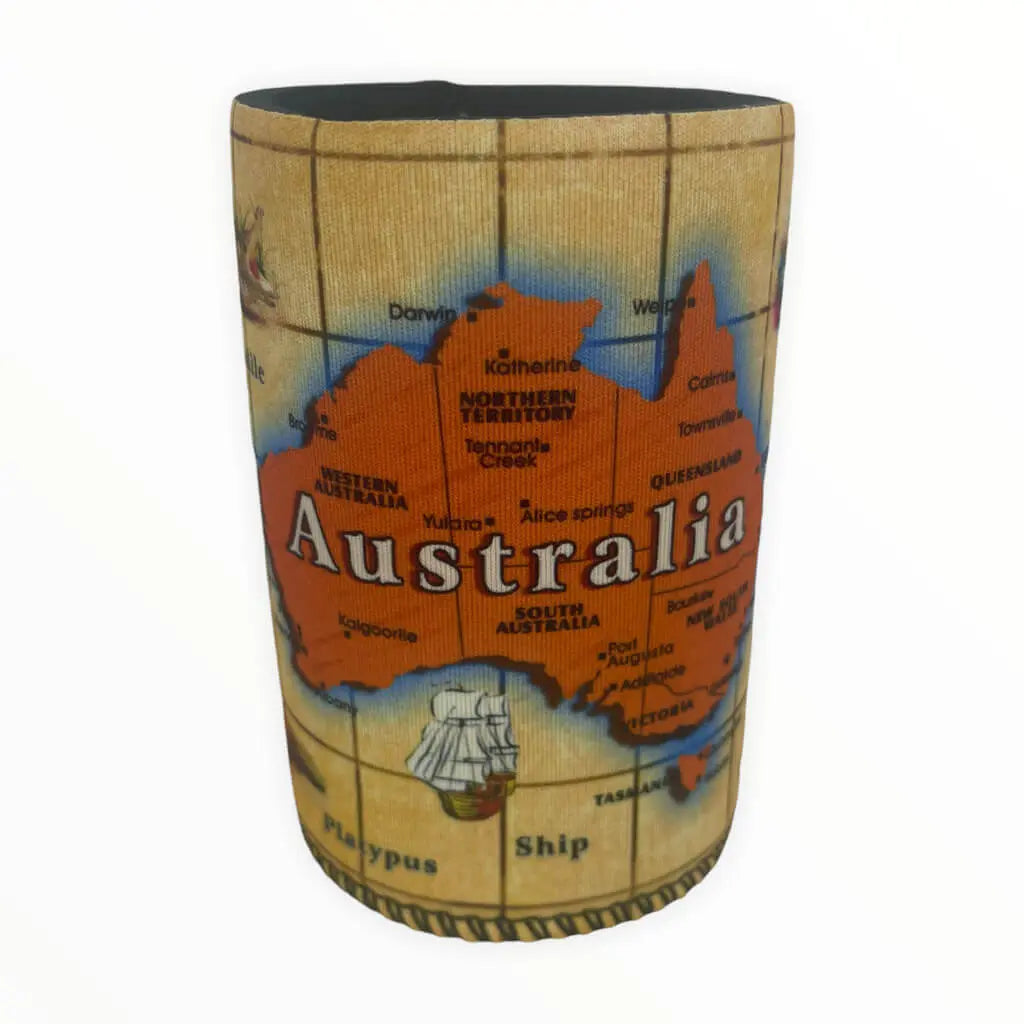 Orange Australian Map Stubbie Holder Allanson Souvenirs