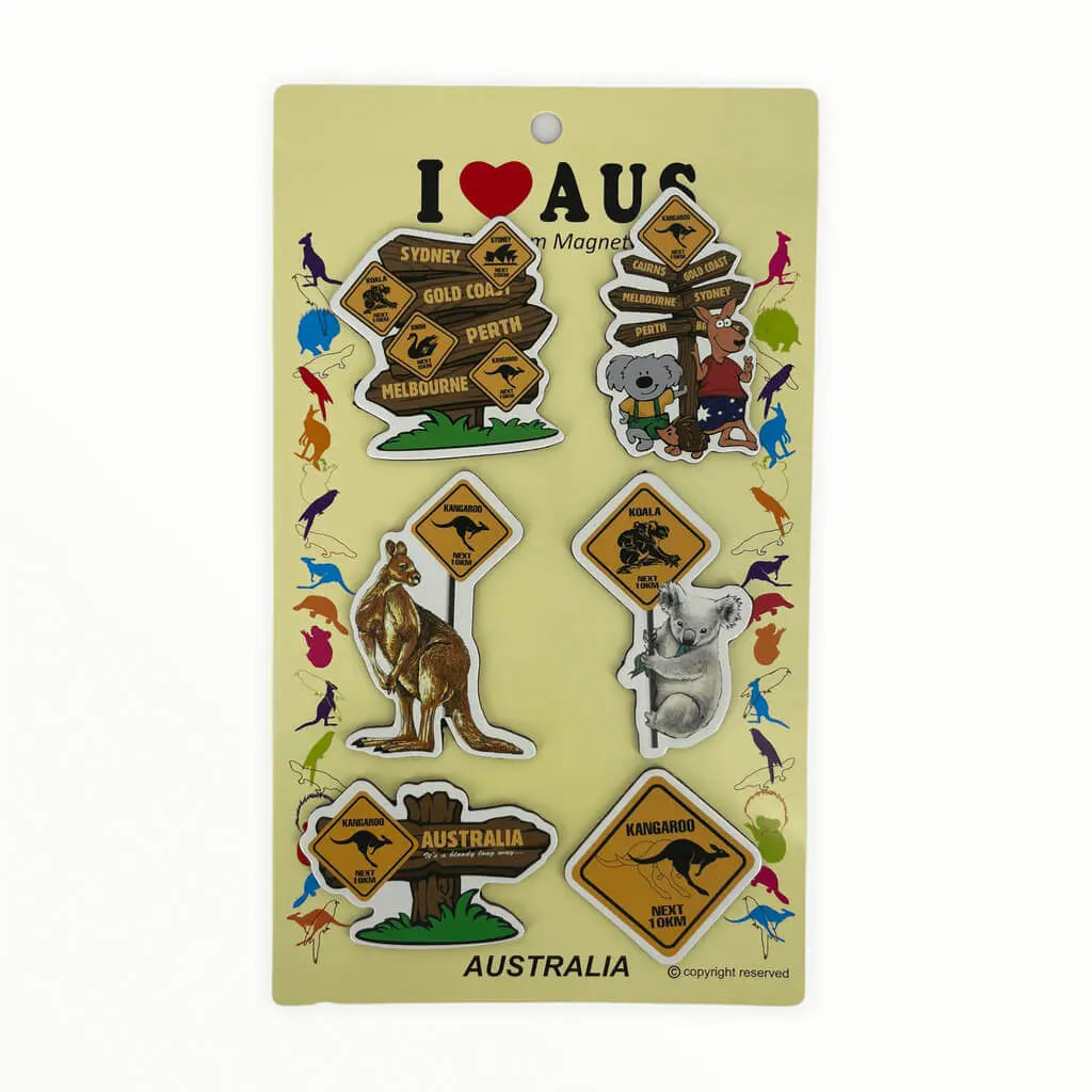 Set of 6 Aussie Roadsign Magnets Allanson Souvenirs